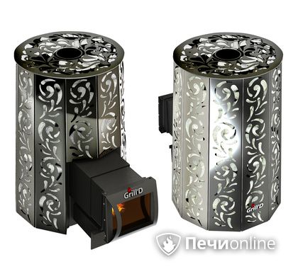 Дровяная печь-каменка GrillD Violet long Жадеит 80 в Нефтеюганске