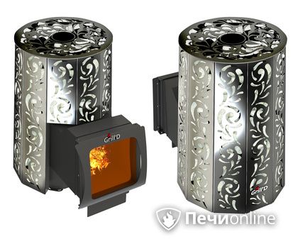 Дровяная печь-каменка GrillD Violet window long Max Жадеит 100 в Нефтеюганске