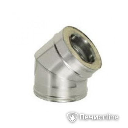 Дымоход Дымок Колено 45° с изоляцией 0,8 мм. OТFR45  120/200 в Нефтеюганске