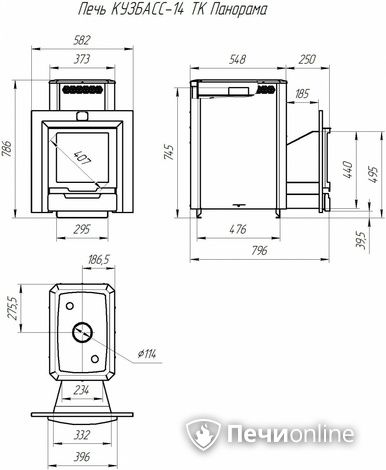 Дровяная банная печь Теплодар Кузбасс-14 ТК Панорама (2018) в Нефтеюганске
