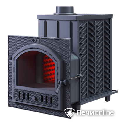 Дровяная банная печь Гефест ЗК-30 (П) чугунная дверца со панорамным стеклом закрытая каменка в Нефтеюганске