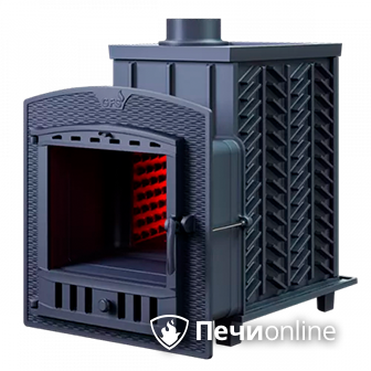 Дровяная банная печь Гефест 25 (П) чугунная дверца с панорамным стеклом в Нефтеюганске
