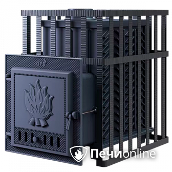 Дровяная банная печь Гефест в сетке-25 чугунная дверца сетка-каменка в Нефтеюганске