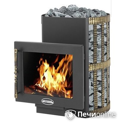 Дровяная банная печь Везувий Скиф Ковка 22 Панорама в Нефтеюганске