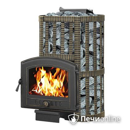 Дровяная банная печь Везувий Ураган Ковка 16 (224) с закрытой каменкой чугун в Нефтеюганске