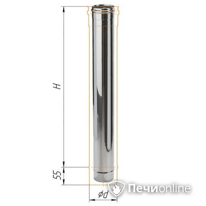 Дымоход Феррум Дымоход нержавейка 08 d-115 L=1м в Нефтеюганске