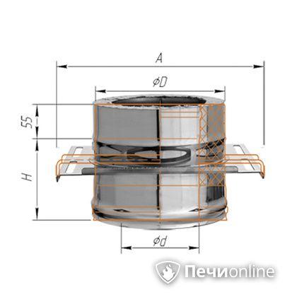 Дымоход Феррум Площадка монтажная  d-120/200 по воде в Нефтеюганске