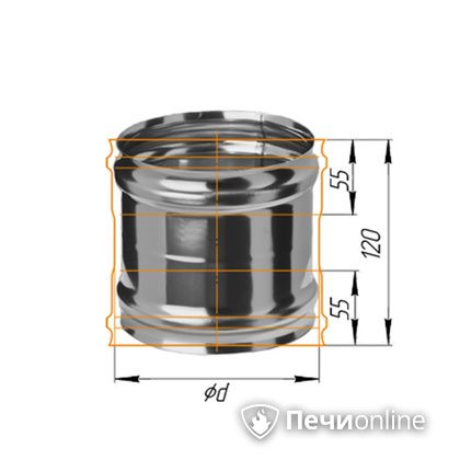 Дымоход Феррум Адаптер ММ для печи нержавеющий 08 d-120 в Нефтеюганске