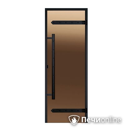 Дверь для бани Harvia Стеклянная дверь для сауны LEGEND 7/19 черная коробка сосна бронза  D71901МL в Нефтеюганске