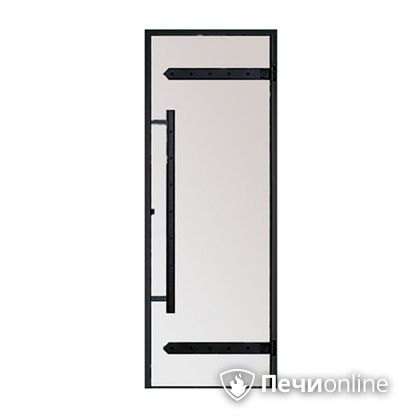Дверь для бани Harvia Стеклянная дверь для сауны LEGEND 7/19 черная коробка сосна сатин D71905МL в Нефтеюганске